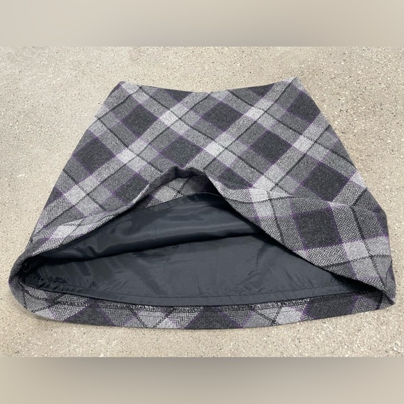 Vintage 35th & 10th Brand wool blend purple/black/gray Plaid Patterned Skirt - Picture 10 of 14